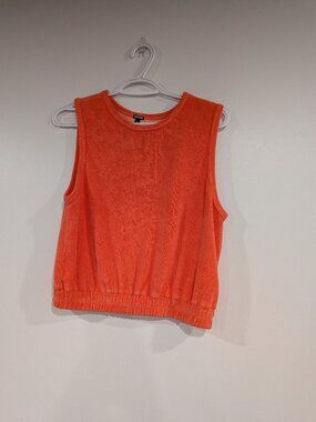 Monrow Terry Tank Top Coral Pink Orange Size Medium